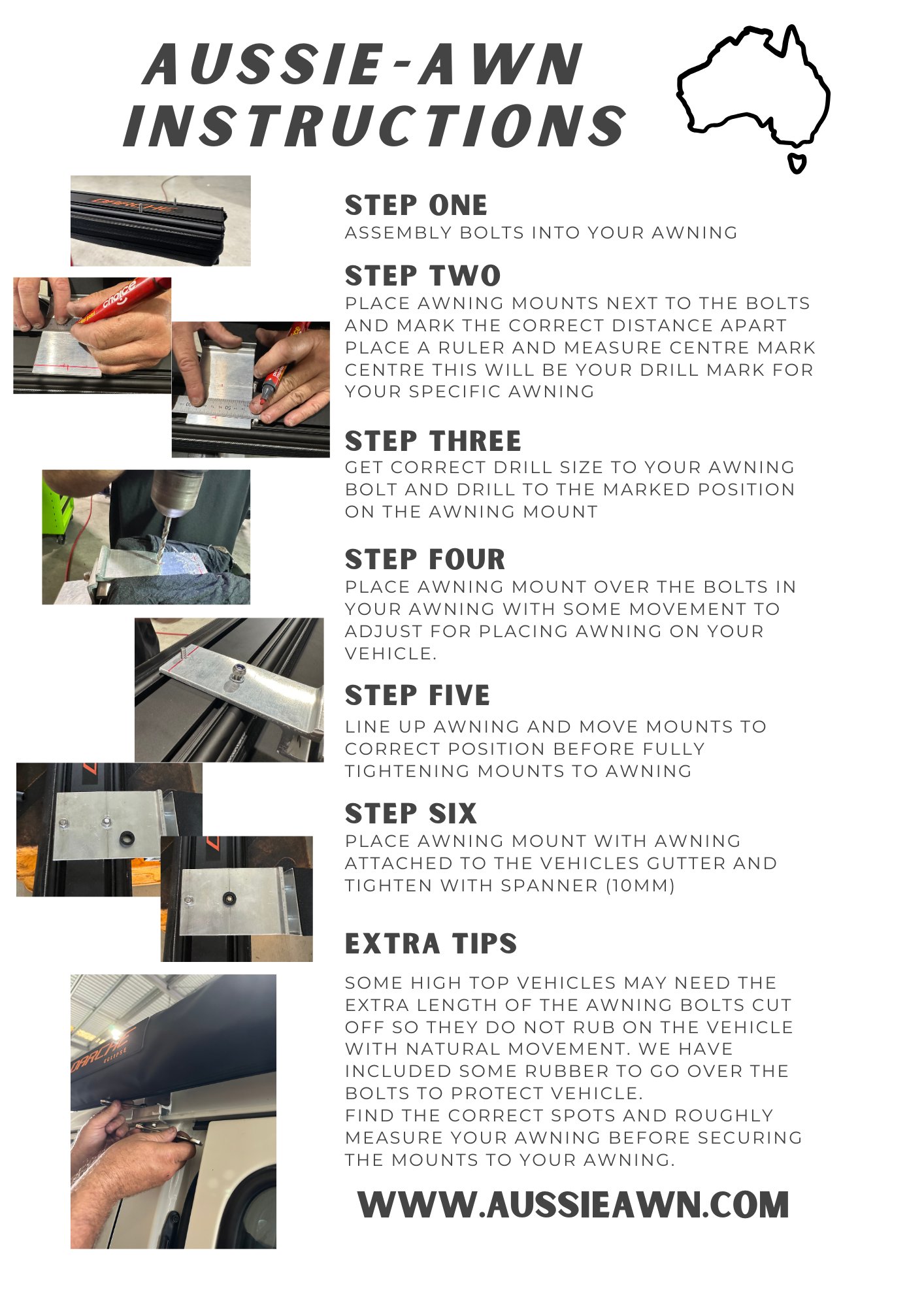 Aussie-Awn Gutter Mounts - 2 x Small